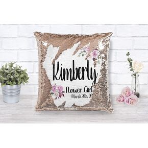 Personalized Flower Girl Proposal Sequin Pillow