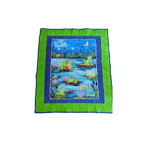 Frogs Playing Custom Crib Quilt Play Mat