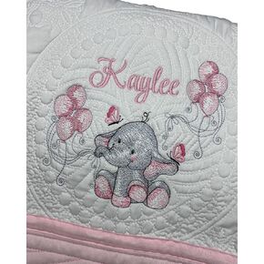 Elephant Heirloom مخصصة لحاف الطفل بطانية مونوجرام هدية طفل مطرزة على بطانية Baby Baby (White)