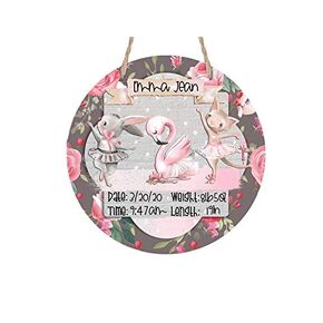 Ballerina Bunny Cat Swan - Hospital Room - Personalized Door Sign - Floral - Gift for Baby Shower