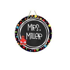 Teacher Classroom - Personalized Door Sign - Polka Dot - Gift for First Day of School