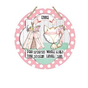 Woodsy Nursery - Girl - Hospital Room - Personalized Door Sign - Coral Polka Dot - Gift for Baby Shower
