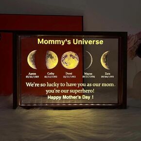 Personalized Glass Moon Phase Light Frame (Shipping)