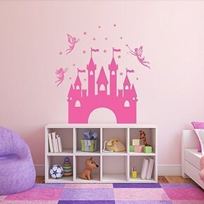 Princess Castle Wall Decals - Personalized, Magical Fairies Vinyl Décor Stickers - Decorate Girl's Bedroom, Playroom, Nursery - Custom Large and Small Sizes Available