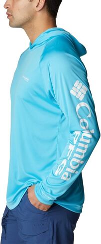 Columbia Men's Terminal Tackle Hoodie, Carbon/Opal Blue Logo, 2X Tall in Saudi Arabia