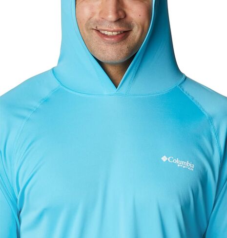 Columbia Men's Terminal Tackle Hoodie, Carbon/Opal Blue Logo, 2X Tall in Saudi Arabia
