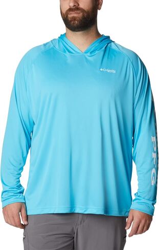 Columbia Men's Terminal Tackle Hoodie, Carbon/Opal Blue Logo, 2X Tall in Saudi Arabia