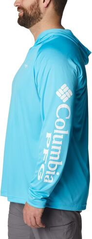 Columbia Men's Terminal Tackle Hoodie, Carbon/Opal Blue Logo, 2X Tall in Saudi Arabia