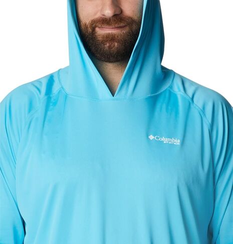 Columbia Men's Terminal Tackle Hoodie, Carbon/Opal Blue Logo, 2X Tall in Saudi Arabia