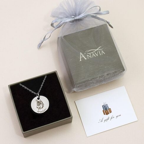 Anavia Customized Pet Portrait & Name Necklace, Personalized Pet Gifts Photo Engraved Necklace, Pet Memorial Jewelry Gift, Cat Dog Necklace for Animal Lover, Dog Mom, Birthday Gift in Saudi Arabia