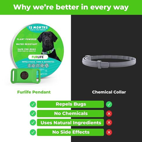 FurLife Green Dog Tag, Flea and Tick Prevention for Dogs - Waterproof Pendant for Collar, Safe for All Breeds in Saudi Arabia