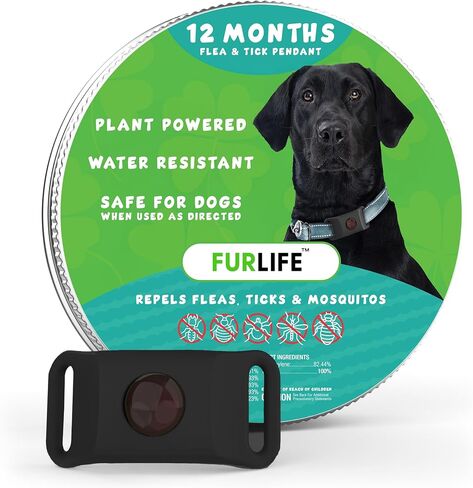 FurLife Green Dog Tag, Flea and Tick Prevention for Dogs - Waterproof Pendant for Collar, Safe for All Breeds in Saudi Arabia