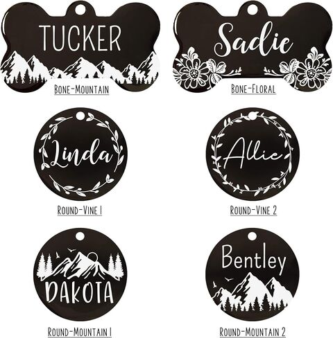 Ultra Joys Stainless Steel Pet ID Tag Dog Name Tags Personalized Front and Back Engraving, Customized Dog Tags and Cat Tag, Optional Engraved on Both Sides, Bone Tag with Mountain Design, Large in Kuwait
