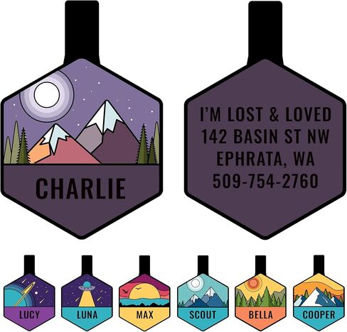 GoTags Silent Dog Tag, Personalized Engraved Silicone Dog and Cat Name Pet ID Tags, Soundless No More Jingling Tags (Mountain Orange) in Kuwait
