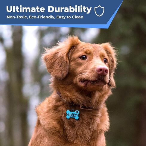 GoTags Silicone Dog Tags, Soundless Pet Tag, Personalized Silent Tag Engraved for Pets with Cute Custom Designs, for Dogs and Cats, (Bone, Blue) in Saudi Arabia