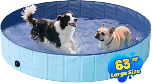 PatiencET Foldable Dog Pool, 63'' Portable Dog Swimming Pool with Quick Drain Valve, Pet Puppy Bathing Tub for Indoor Outdoor in Saudi Arabia