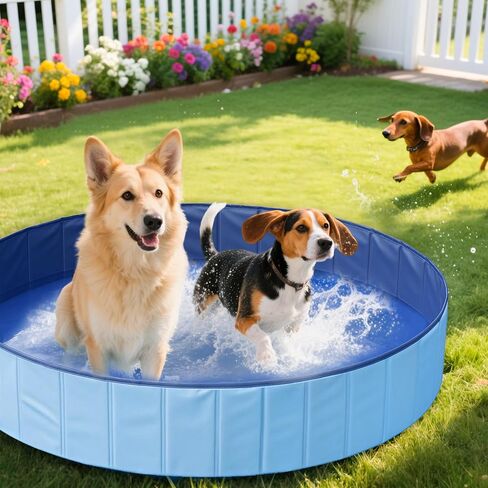 PatiencET Foldable Dog Pool, 63'' Portable Dog Swimming Pool with Quick Drain Valve, Pet Puppy Bathing Tub for Indoor Outdoor in Saudi Arabia