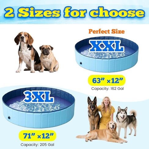 PatiencET Foldable Dog Pool, 63'' Portable Dog Swimming Pool with Quick Drain Valve, Pet Puppy Bathing Tub for Indoor Outdoor in Saudi Arabia