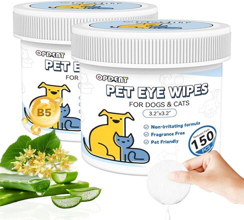 150Pcs Eyes Wipes for Dogs - Tear Stain Remover for Dogs - Dog Eye Cleaner, Eye Debris, Discharge, Mucus Secretions - Eye Wipes for Dogs & cat Eye Wipes - 3.2 inches in Saudi Arabia
