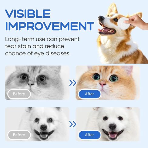 150Pcs Eyes Wipes for Dogs - Tear Stain Remover for Dogs - Dog Eye Cleaner, Eye Debris, Discharge, Mucus Secretions - Eye Wipes for Dogs & cat Eye Wipes - 3.2 inches in Saudi Arabia