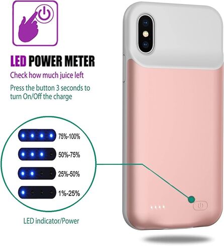 حافظة بطارية لهاتف iPhone X/XS، غطاء حماية نحيف محمول قابل لإعادة الشحن بقدرة 7000 مللي أمبير في الساعة، بنك طاقة لشحن X/XS (5.8 بوصة) شاحن ممتد (أسود)، (FYT-A68) in Kuwait