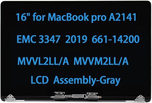 16" Screen Replacement Compatible with MacBook pro A2141 EMC 3347 2019 LCD Screen Replacement Display Assembly MVVL2LL/A MVVM2LL/A 661-14200 (Silver) in Saudi Arabia
