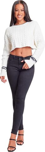 YMI Womens Wannabettabutt Mid-Rise Skinny Jean Made with Recycled Fibers in Saudi Arabia