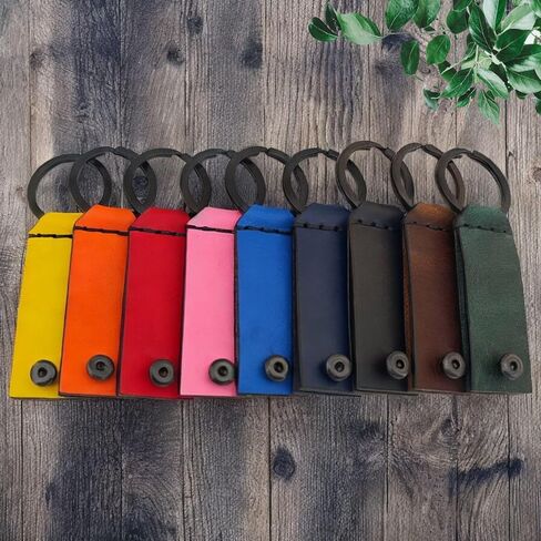 علبة جلدية لـ Yubikey 5 NFC و 5C NFC ، واقي يوبيكو ، ومفتاح أمان تغطية الوجه ، وحامل مفاتيح مع حلقة معدنية ، 9 ألوان (أزرق) in Saudi Arabia