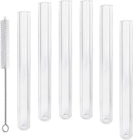 Reusable Clear 4"(100mm) Glass Blowing Tubes :Length:4Inches: OD-12MM: Wall Thickness :2MM, 5Pcs Glass Tubing Blowing Tubes + Cleaning Brush + Protect Box in Saudi Arabia