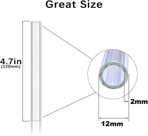 Reusable Clear 4"(100mm) Glass Blowing Tubes :Length:4Inches: OD-12MM: Wall Thickness :2MM, 5Pcs Glass Tubing Blowing Tubes + Cleaning Brush + Protect Box in Saudi Arabia