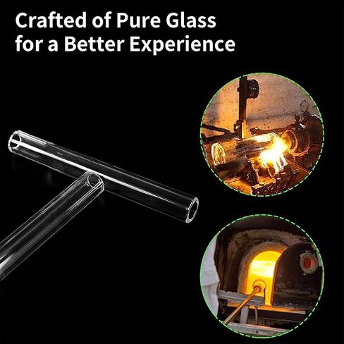 Reusable Clear 4"(100mm) Glass Blowing Tubes :Length:4Inches: OD-12MM: Wall Thickness :2MM, 5Pcs Glass Tubing Blowing Tubes + Cleaning Brush + Protect Box in Saudi Arabia