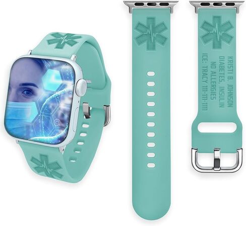Emergency Medical Alert Personalized Bands Compatible with Apple Watch Silicone Strap 38 40 41 42 44 45 Custom ID Bracelets Medical Bracelets Wristband for Men Women (Pink Sand, 42mm (for Series 10) M/L) in Saudi Arabia