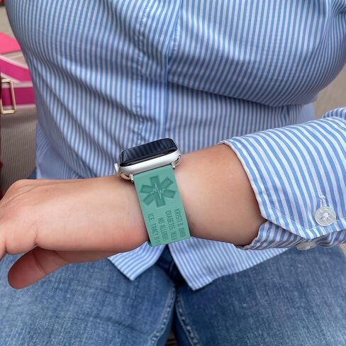 Emergency Medical Alert Personalized Bands Compatible with Apple Watch Silicone Strap 38 40 41 42 44 45 Custom ID Bracelets Medical Bracelets Wristband for Men Women (Pink Sand, 42mm (for Series 10) M/L) in Saudi Arabia
