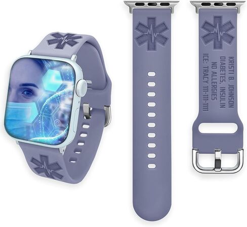 Emergency Medical Alert Personalized Bands Compatible with Apple Watch Silicone Strap 38 40 41 42 44 45 Custom ID Bracelets Medical Bracelets Wristband for Men Women (Pink Sand, 42mm (for Series 10) M/L) in Saudi Arabia