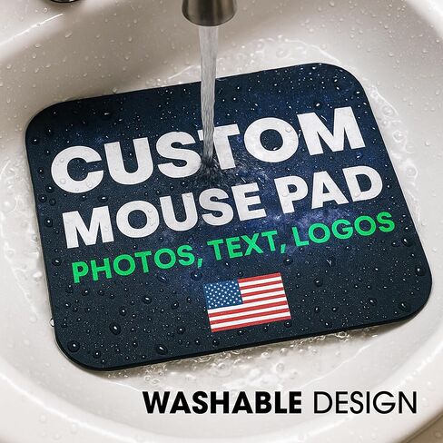 لوحة الماوس المخصصة - صورة مخصصة أو نص | Square 8x9 "Neoprene Desk Mat للمكتب والعمل والألعاب in Kuwait