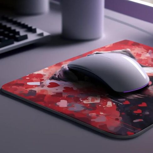 Miniature Schnauzer Mouse Pad Dog with Red Hearts Pattern Non-Slip Rubber Mouse Pad Puppy in Love Mouse Pad for Home Office Work Desk Computer Desktop Laptop for Dog Lovers in Saudi Arabia