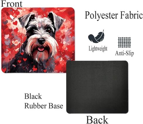 Miniature Schnauzer Mouse Pad Dog with Red Hearts Pattern Non-Slip Rubber Mouse Pad Puppy in Love Mouse Pad for Home Office Work Desk Computer Desktop Laptop for Dog Lovers in Saudi Arabia