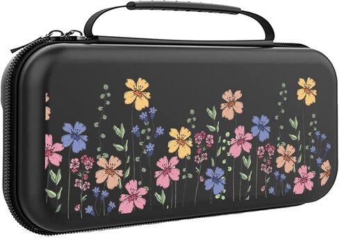 Flowers Switch Case For Nintendo Switch OLED/Switch LITE/Switch Accessories, Cute Carry Protective Bag, Travel Game Console Cases, Controller Hard Shell Holder 20 Cartridge Slot J69 in Saudi Arabia