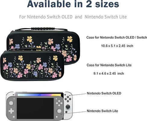 Flowers Switch Case For Nintendo Switch OLED/Switch LITE/Switch Accessories, Cute Carry Protective Bag, Travel Game Console Cases, Controller Hard Shell Holder 20 Cartridge Slot J69 in Saudi Arabia
