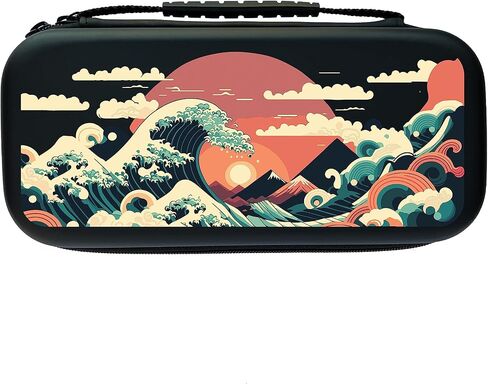 Great Wave Switch Case For Nintendo Switch OLED/Switch LITE/Switch Accessories, Ocean Carry Protective Bag, Travel Game Console Cases, Controller Hard Shell Holder With 20 Cartridge Slot J65 in Saudi Arabia