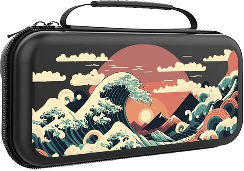 Great Wave Switch Case For Nintendo Switch OLED/Switch LITE/Switch Accessories, Ocean Carry Protective Bag, Travel Game Console Cases, Controller Hard Shell Holder With 20 Cartridge Slot J65 in Saudi Arabia