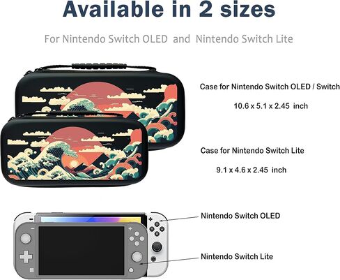Great Wave Switch Case For Nintendo Switch OLED/Switch LITE/Switch Accessories, Ocean Carry Protective Bag, Travel Game Console Cases, Controller Hard Shell Holder With 20 Cartridge Slot J65 in Saudi Arabia