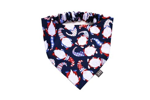 Patriotic 4th of July Scrunchie Dog Bandana, Handmade Red, White, and Blue Elastic Dog Bandana, Independence Day Stars and Stripes Pet Neckwear (XX-Large, Patriotic Gnomes) in Kuwait