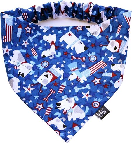 الوطني في الرابع من يوليو Scrunchie Dog Bandana ، حمراء مصنوعة يدويًا ، أبيض ، و Bandana المرن الأزرق ، ونجوم يوم الاستقلال وقطن الأليف (الكلاب القذف ، المتوسطة) in Kuwait