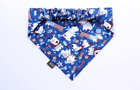 الوطني في الرابع من يوليو Scrunchie Dog Bandana ، حمراء مصنوعة يدويًا ، أبيض ، و Bandana المرن الأزرق ، ونجوم يوم الاستقلال وقطن الأليف (الكلاب القذف ، المتوسطة) in Kuwait