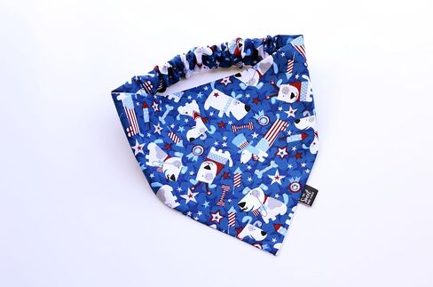 الوطني في الرابع من يوليو Scrunchie Dog Bandana ، حمراء مصنوعة يدويًا ، أبيض ، و Bandana المرن الأزرق ، ونجوم يوم الاستقلال وقطن الأليف (الكلاب القذف ، المتوسطة) in Kuwait