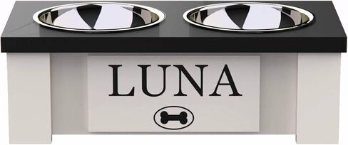 Personalized Elevated Dog Bowl Stand for Large, Medium, Small, X-Small Dogs - Stainless Steel Food and Water Bowls - Raised Dog Dish with Internal Storage (Large, Dark Walnut) in Saudi Arabia