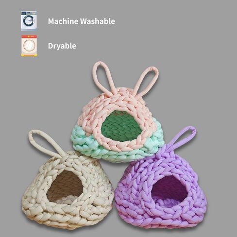 Cat Cave Hammock Mat 3 in 1 Cat Igloo Swing Pet Teepee Kawaii Bed Spot Burrow Hanging Basking للقطط الصغيرة الداخلية المتوسطة المصنوعة يدويًا (وردي) in Saudi Arabia