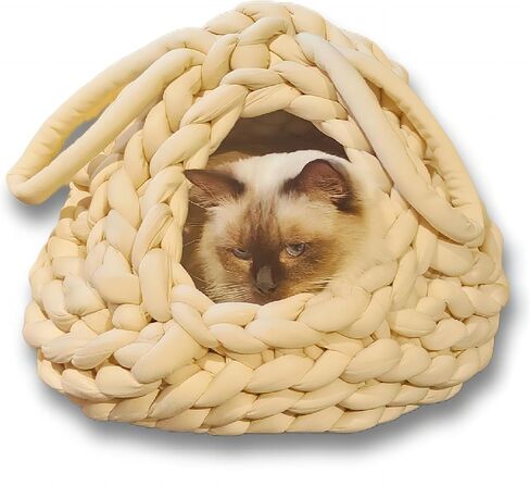 Cat Cave Hammock Mat 3 in 1 Cat Igloo Swing Pet Teepee Kawaii Bed Spot Burrow Hanging Basking للقطط الصغيرة الداخلية المتوسطة المصنوعة يدويًا (وردي) in Saudi Arabia