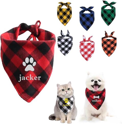 Personalized Dog Cat Pet Bandana Embroidered Name Custom Neck Ornament Dog Scarf Triangle Bib Bandana Pet Clothing Accessories Suitable for Small Medium Large Dogs Cats Pet Name Birthday Gift in Saudi Arabia